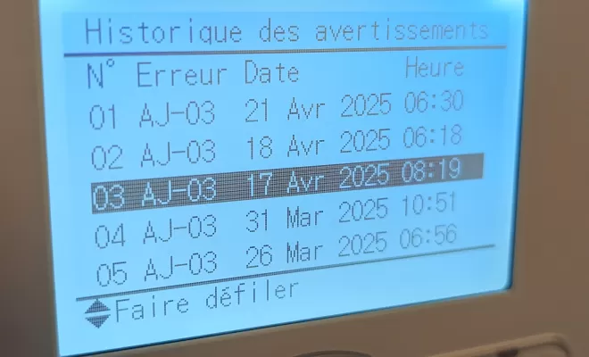 Découverte d'un défaut AJ-03 lors d'un entretien de pompe à chaleur Daikin à Ancenis Saint-Géréon, Loireauxence, 2P2C - Petit Pac Et Clim